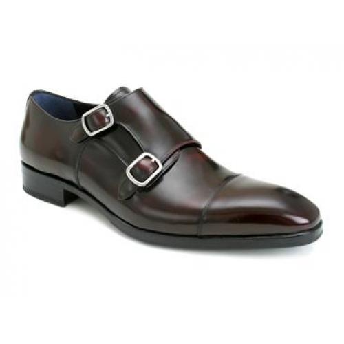 Mezlan "Burris" Burgundy Genuine Corodovan Leather Double Monk Strap Shoes